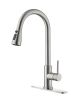 Single Handle High Arc Pull Out Kitchen Faucet; Single Level Stainless Steel Kitchen Sink Faucets with Pull Down Sprayer