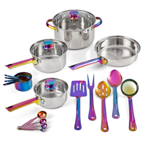 Kitchen 20PCS Iridescent Stainless Steel Cookware Set