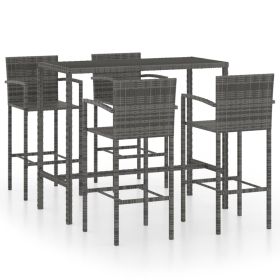 vidaXL 5 Piece Patio Bar Set Poly Rattan Gray