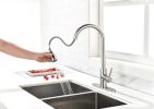 Single Handle High Arc Pull Out Kitchen Faucet; Single Level Stainless Steel Kitchen Sink Faucets with Pull Down Sprayer