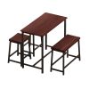 4-Piece Dining Table Set Home Kitchen Table and Chairs Industrial Wooden Dining Set with Metal Frame and 2 Stools+1 Bench; Dark Brown