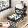 Dish Drying Rack for Kitchen Counter; 2 Layer Dish Drainers for Kitchen Counter Extendable (13.1' to 19.2') with Drying Board