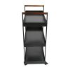 3 Tier Bar Cart with Tray Shelves; Metal Frame; and Raised Edges; Black; DunaWest