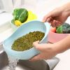 Green Thickened Kitchen Rice Washing Machine Rice Washing Sieve Rice Washing Basin Plastic Draining Vegetable Washing Basket