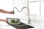 Single Handle High Arc Pull Out Kitchen Faucet; Single Level Stainless Steel Kitchen Sink Faucets with Pull Down Sprayer