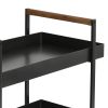 3 Tier Bar Cart with Tray Shelves; Metal Frame; and Raised Edges; Black; DunaWest