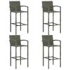 vidaXL 5 Piece Patio Bar Set Poly Rattan Gray